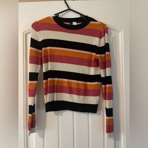 Striped Ribbed Long Sleeve Sweater size M